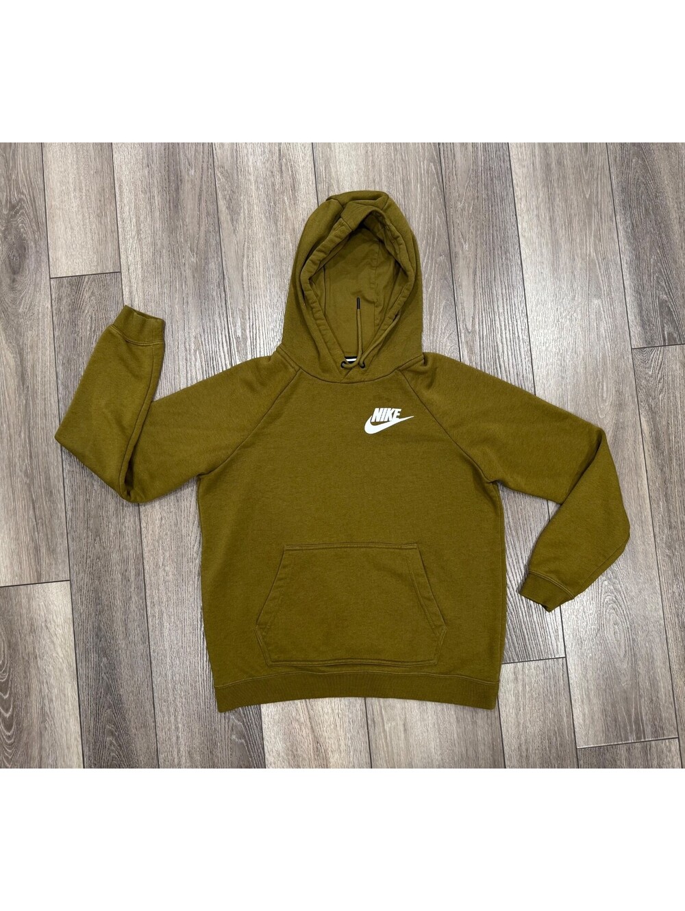 Nike Hoodie Mens Medium Green Sweatshirt Pullover Swoosh Casual
